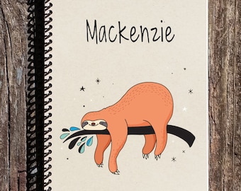 Sloth Personalized Notebook - Personalized Journal - Sloth Notebook - Love Sloths - Sloth Stationary - Sloth Gifts - Sloth Lover