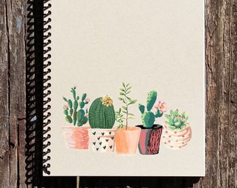 Succulents Notebook - Succulents Journal - 5.5x8.5 Notebook - 80 Pages - Potted Succulents Drawing - Succulent Stationary