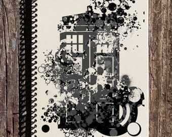 Tardis Spiral Notebook: Dr. Who Inspired Recycled Kraft Paper Journal