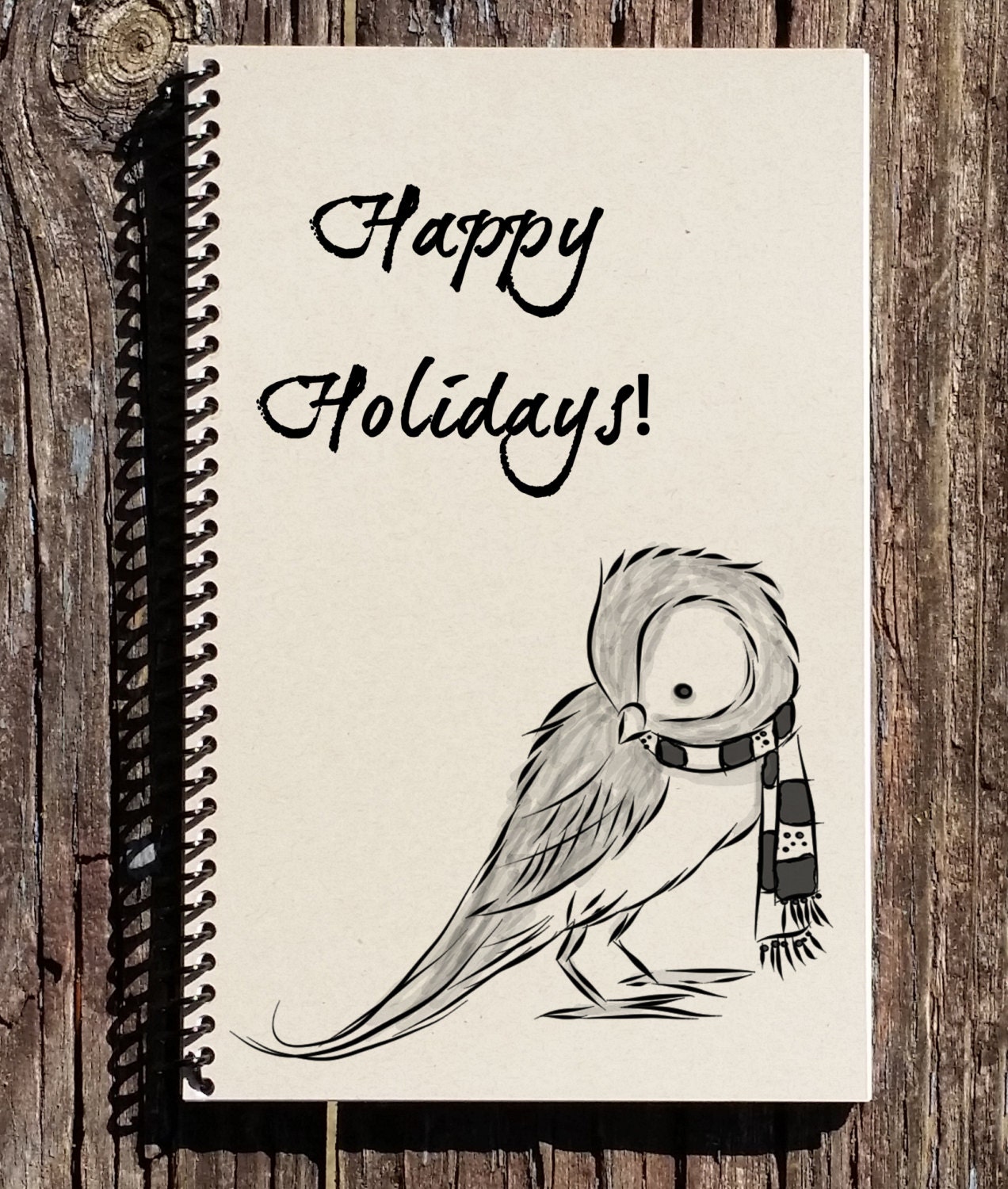 Happy Holidays Owl Notebook: Recycled Kraft Paper Journal