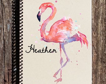 Flamingo Personalized Notebook - Personalized Journal - Flamingo Gift - Flamingo Notebook - Watercolor Flamingo