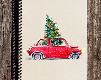 Christmas Car Spiral Notebook: Holiday Journal, Stocking Stuffer