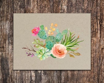 Succulents Note Cards Set of 10 - 5.5 x 4.25 Note Cards - Succulents Stationary - Succulents Cards - Gifts for Her - Stationary Cards