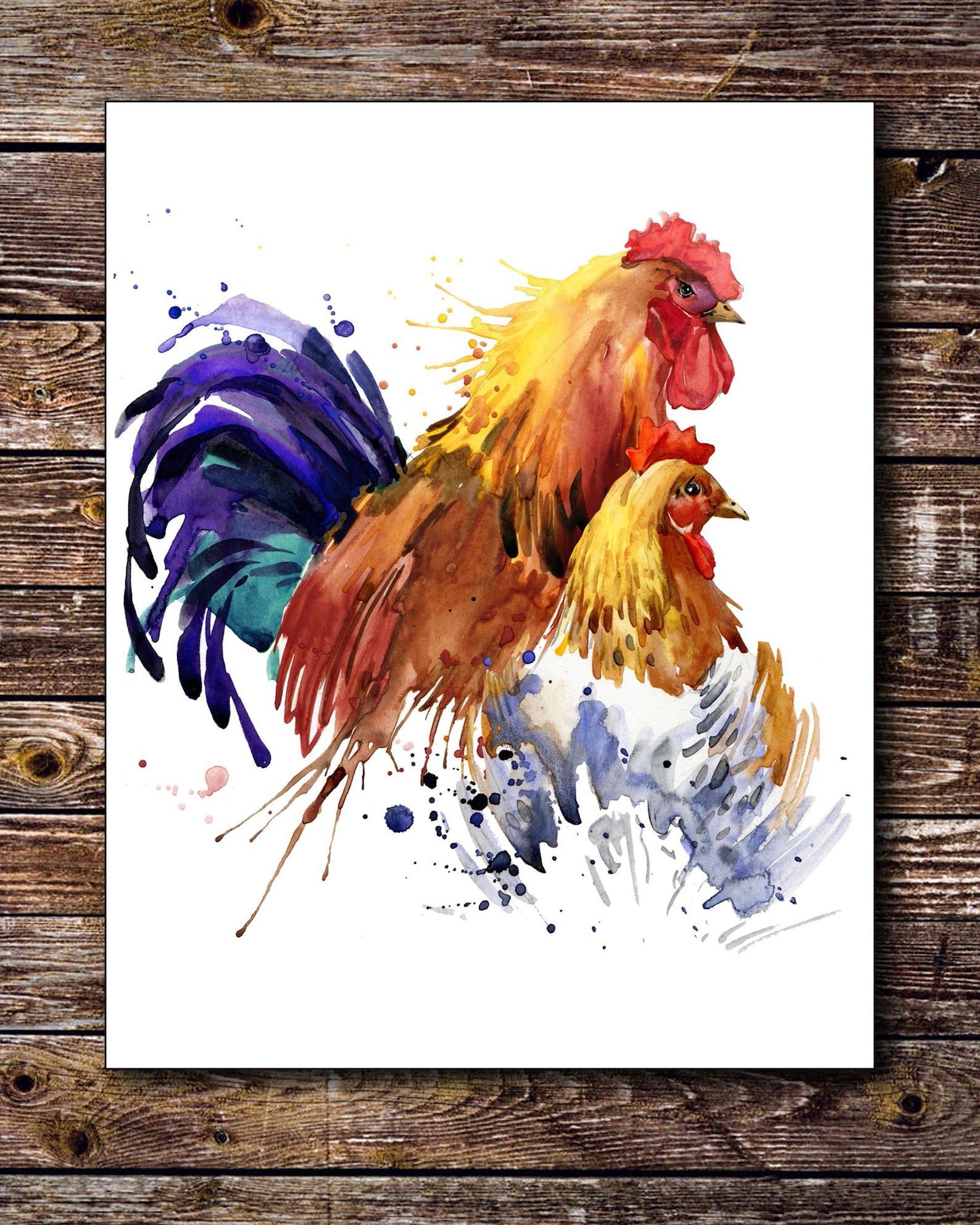 Rooster Print 8 X 10 Printable File Rooster Digital | Etsy