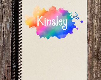 Personalized Rainbow Watercolor Journal: Girls Stationery Gift