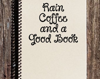 Rain Coffee Good Book Spiral Notebook: Recycled Kraft Paper Journal
