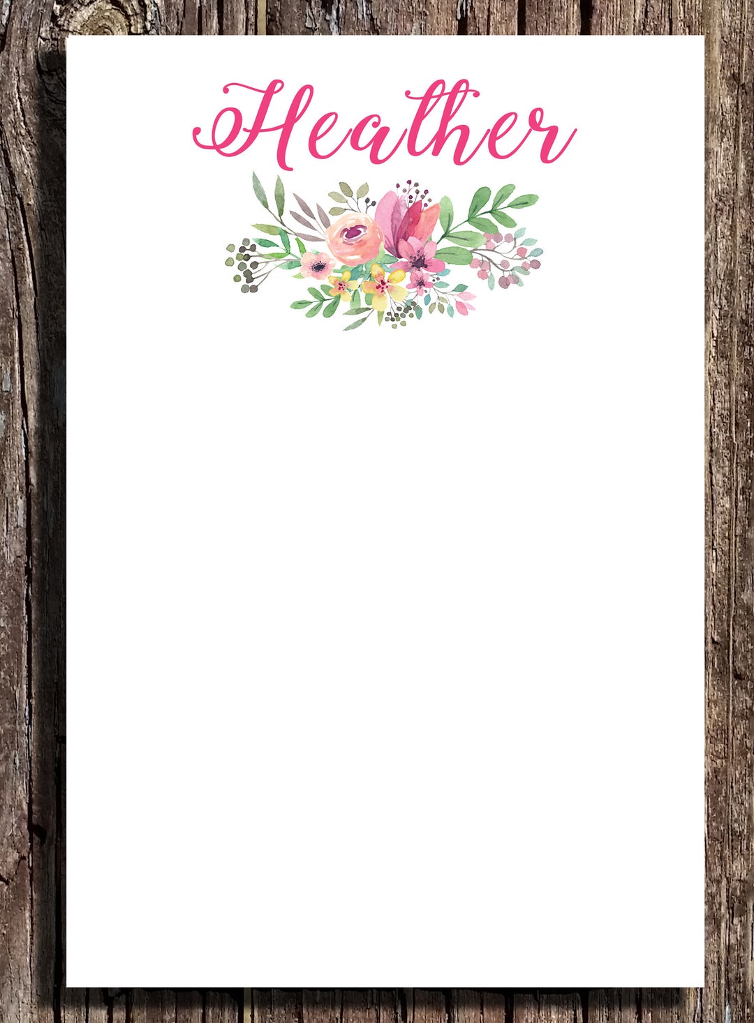 Personalized Floral Notepad Set: Custom Stationery Gift - Etsy