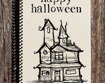 Halloween Spiral Notebook - Halloween Journal - Haunted House - Happy Halloween Gifts - Halloween Gifts - Haunted Halloween