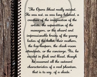 Phantom of the Opera Journal: Prologue Quote, Recycled Kraft Paper