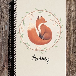 Personalized Fox Spiral Notebook: Kraft Paper Journal