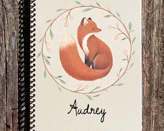 Personalized Fox Spiral Notebook - Fox Journal - Fox Gift - Fox Journal - Fox Stationary - Personalized Gift Ideas