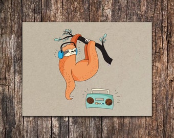 Sloth Notecards Set of 10 - 5.5 x 4.25 Note Cards - Hanging Sloth - Sloth Stationary - Stationary for Her