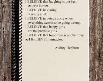 Audrey Hepburn Spiral Notebook - Audrey Hepburn Journal - Audrey Hepburn Quotes - Journal - Notebook - Sketchbook