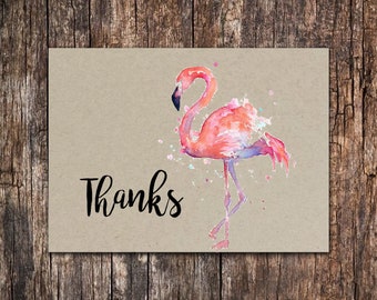 Flamingo Thank You Note Cards Set of 10 - 5.5 x 4.25 Note Cards - Flamingo Stationary - Thank you cards