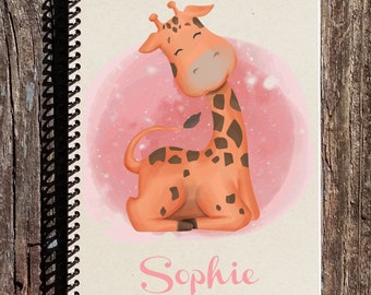 Baby Giraffe Personalized Notebook - Personalized Journal - Child's Journal - Child's Diary -  Giraffe Baby Shower - Baby Giraffe