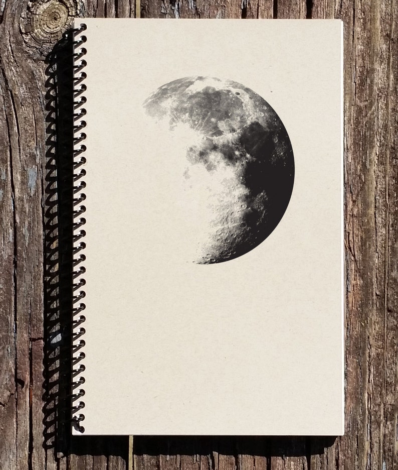 Moon Spiral Notebook Moon Journal Outer Space Dark Side of the Moon image 1