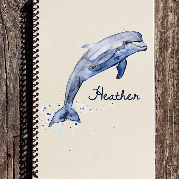 Dolphin Personalized Spiral Notebook - Personalized Journal - Dolphin Gift - Dolphin Notebook - Watercolor Dolphin