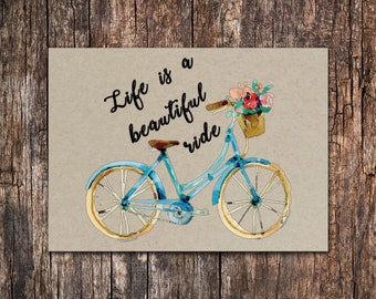 Watercolor Bike Note Cards: Kraft Cardstock, Set of 10