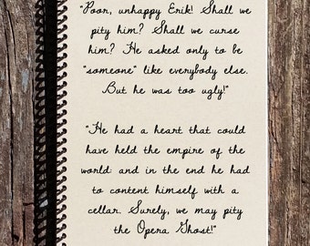 Phantom of the Opera Journal: "Pity the Ghost" Quote, Recycled Kraft Paper
