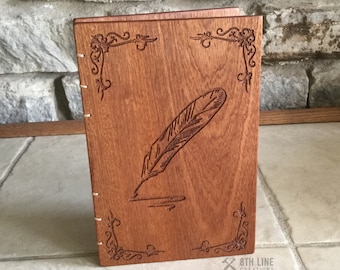 Personalized Sapele Wood Journal: Engraved Coptic Stitch Notebook