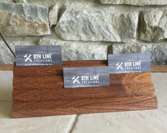 Mahogany Business Card Holder: Wood Office Decor