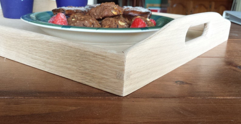 Handcrafted oak serving Tray, Unfinished serving tray, Wood Serving Tray, Valentine's day gift, Breakfast Tray, DIY, Craft Ideas image 3