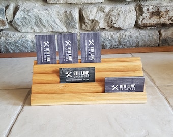 Ash Wood Business Card Holder: 12-Card Display Stand