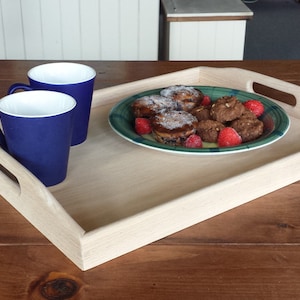 Handcrafted oak serving Tray, Unfinished serving tray, Wood Serving Tray, Valentine's day gift, Breakfast Tray, DIY, Craft Ideas image 1