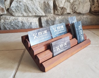 Smoked Poplar Business Card Holder: Wooden Office Decor, Gift Card Display