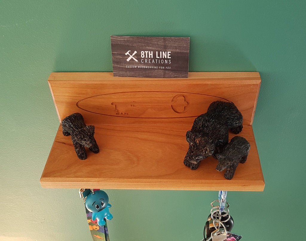 Wall Mounted Shelf Key Holder Cherry Etsy Canada