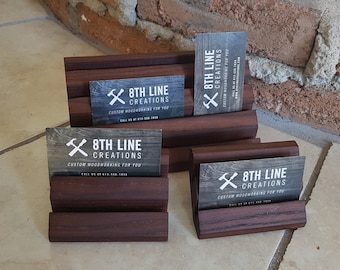 Smoked Ash Business Card Holder Set: Wood Gift Card Display