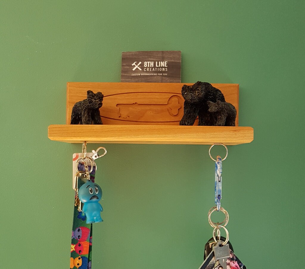 Wall Mounted Shelf Key Holder Cherry Etsy Canada