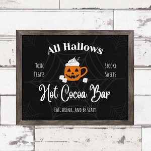 Znak na Halloweenowy Bar Kawowy, Znak na Halloweenowy Bar Kawowy, Dekoracja na Halloween, Sztuka ścienna na Halloween, Znak na Jesienny Bar Kawowy, Do Wydrukowania, Smakołyk na Halloween