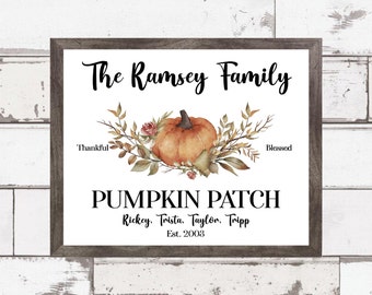 Editable Family Name Pumpkin Patch Sign, Fall Sign Personalized with Family Names, Pumpkin Patch Sign with Family Names, Digital Print