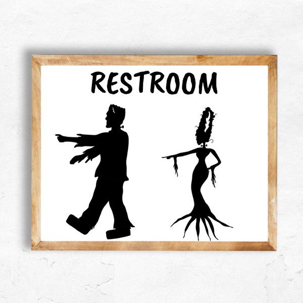 Halloween Restroom Sign, Halloween Printable Art, Restroom, Bathroom, Halloween Print, Halloween Decor, Halloween Printable, Restroom Decor