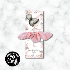 Ballerina Scrunchie Karte, Ballerina Gastgeschenk, Ballerina Scrunchie Halter, Ballett Gastgeschenke, Ballett Geburtstagsfeier, bearbeitbar, TuTu niedlich