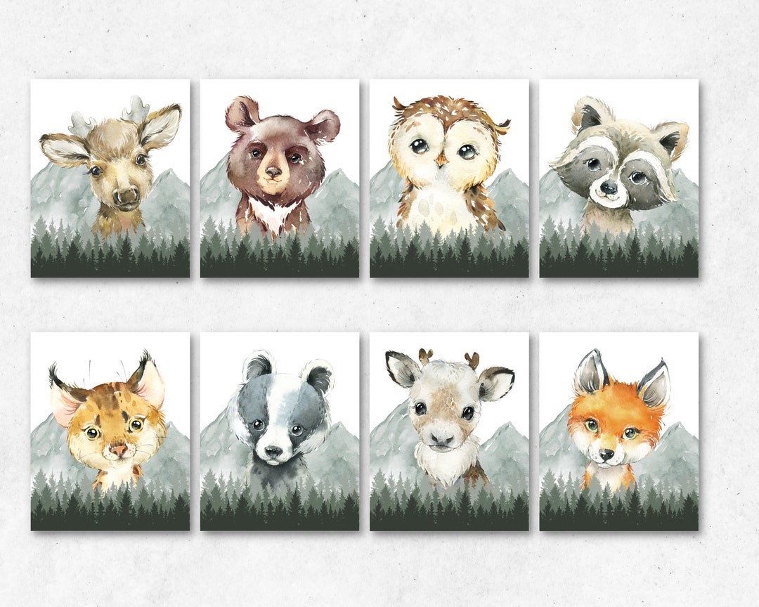 Woodland Nursery Art Woodland Posters Forest Nursery Etsy