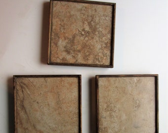 Set of 3 Ceramic Tile Tray for Plant Stand, Coaster or Jewelry