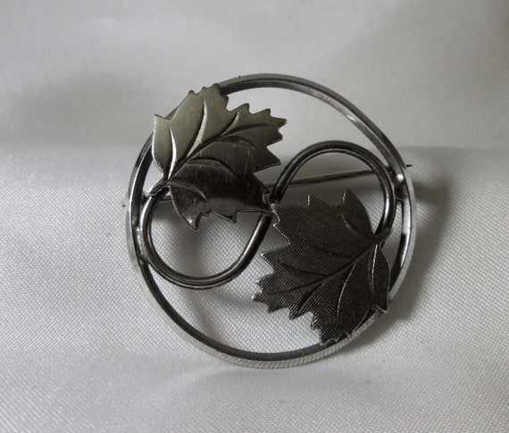 Sterling Silver 2 Leaf Brooch - image 3
