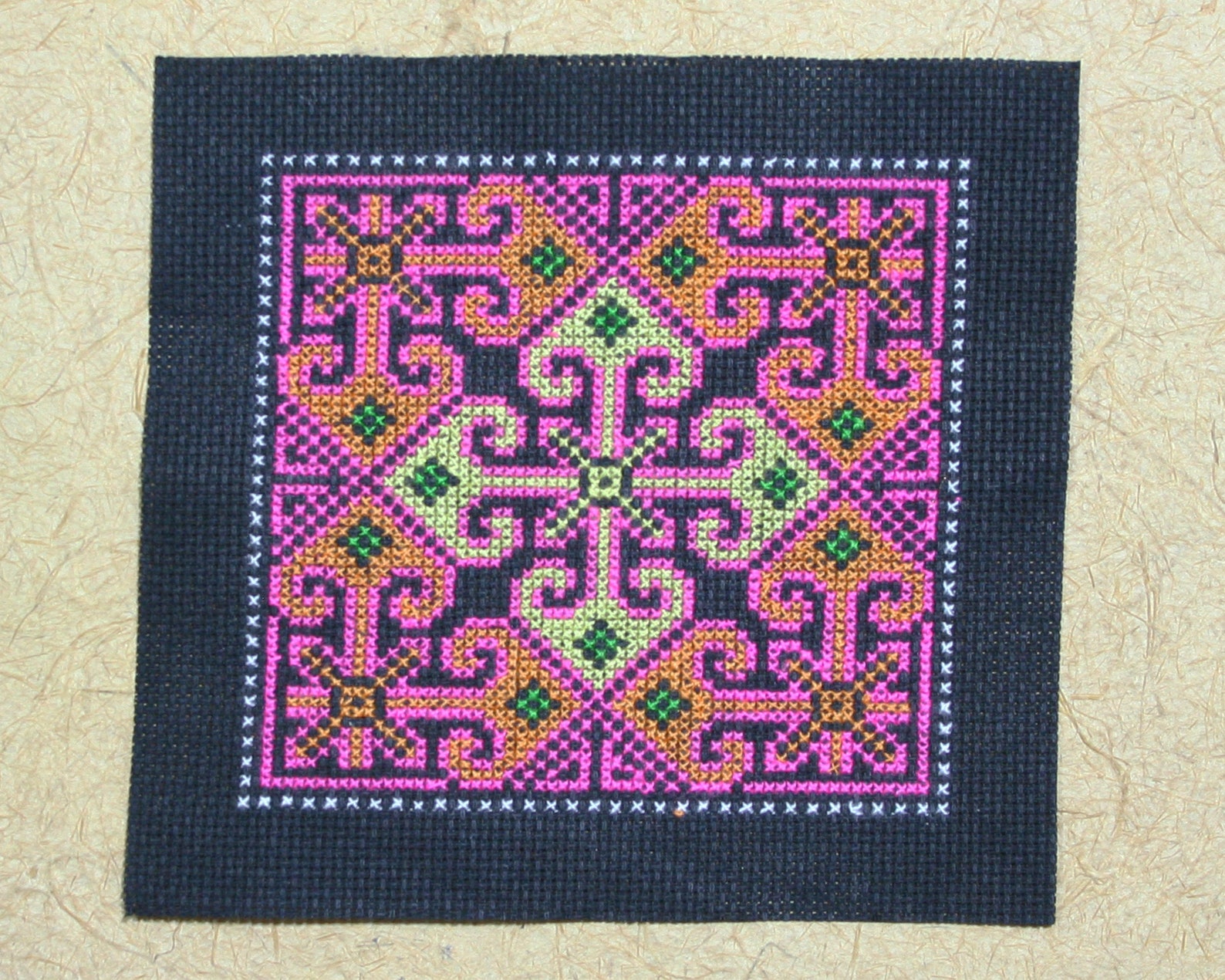 12x11 cm Square Flower Hmong Pattern Cross Stitch Embroidery | Etsy