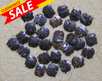 Liquidation • 30 pcs • Petits boutons éléphants faits main en forme de coquille de noix de coco