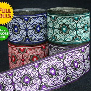 5 cm • Rolo completo (6 metros) • Azul marinho/Azul/Roxo/Rosa/Laranja/Verde - Fita de acabamento tradicional Hmong com padrão quadrado