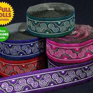 3cm • Full Roll is AVAILABLE • Pink/Purple/Orange/Navy Blue/Turquoise/Neon Green/Yellow+Orange Traditional Hmong Pattern Trim Ribbon