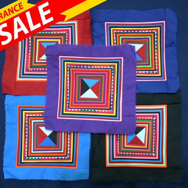 Clearance Sale • Set of 5 • 17.5x17.5 cm • Thai Lisu Hill Tribe Folded Fabric Decoration Patch