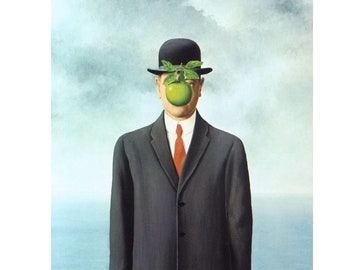 Custom oil painting, Rene Magritte, The son of the man, Oil Reproduction, Replica, oil on canvas, masterpiece, handmade,fine art,family gift