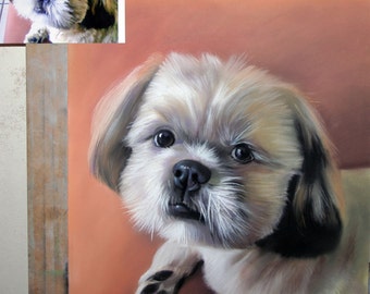 15"x17" custom pet portrait, original painting, dog, cat, animal, pet loverpainting, unique, handmade gift idea, pastel Portrait, from photo