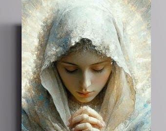Hand-Painted Oil Reproduction,Virgin Mary Icon, Catholic Christian Art Canvas,Holly mother, Custom painting, oil on canvas,handmade painting