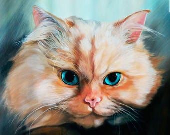 Pintura de gato personalizada, gato, retrato al óleo, retrato personalizado, retrato de la foto, retrato original, retrato del animal, hecho a mano, idea de regalo, arte del gato