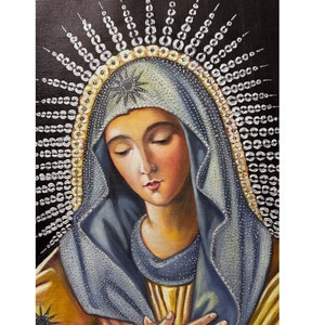 Custom painting, Virgin Mary icon, Holy Mother, hand painted icon, Blessed Mother, handmade, oil on canvas, Christian gift, Catholic, art