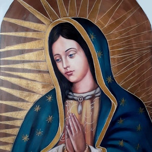 Lady of Guadalupe, Painting, Custom painting , hand painted icon, handmade, oil on canvas, Christian gif, Catholic art, wall hanging, icon